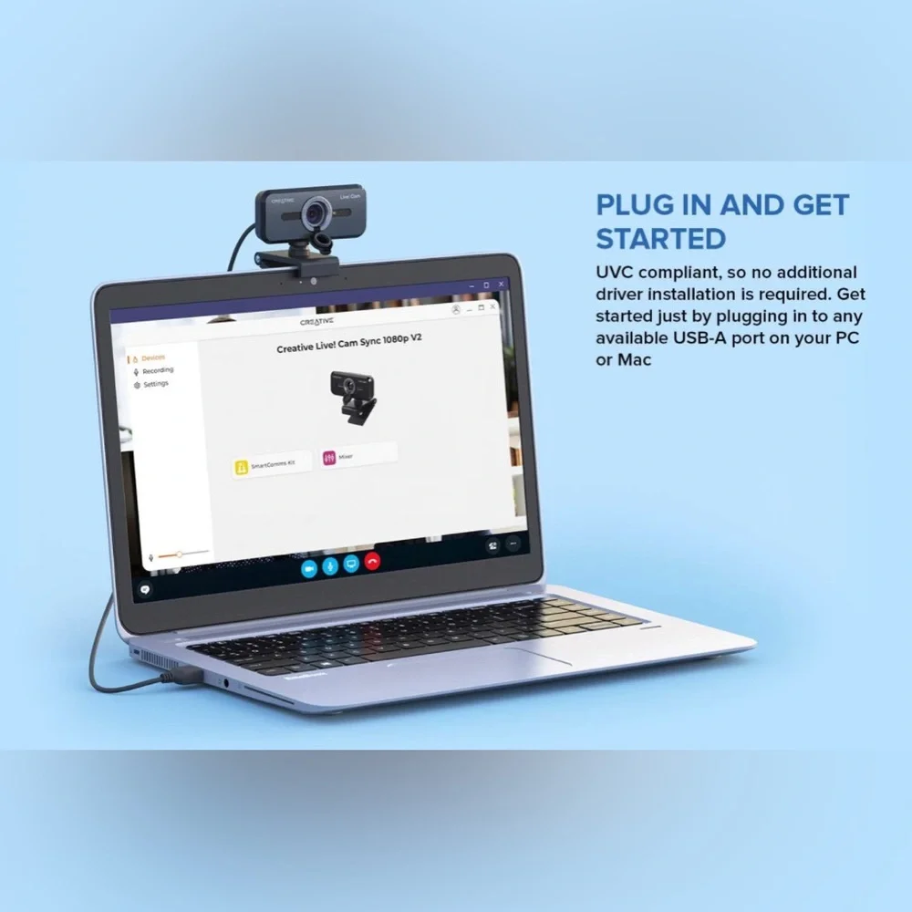 Creative Live! Cam Sync 1080p V2 Webcam - 30 fps - Dual Mic - Black - USB 2.0